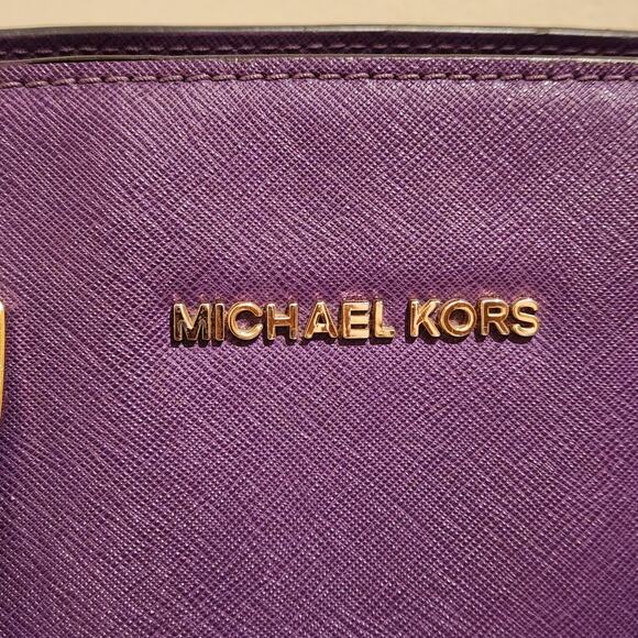 Stunning Michael Kors Selma Purple Large Handbag Satchel Tote Purse - Picture 3 of 12